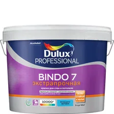 DULUX BINDO 7 ЭКСТРАПРОЧНАЯ краска для стен и потолков, матовая, база BW (9л)