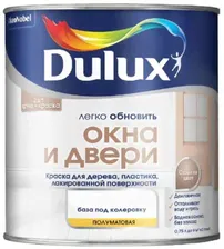 DULUX Окна и двери база BC прозрачная краска полуматовая (0,75л) / DULUX Легко обновить окна и двери база BC прозрачная краска для дерева пластика полуматовая (0,75л)