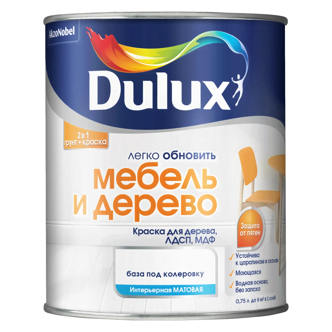 Краска для мебели Dulux, белая, 2 л-0