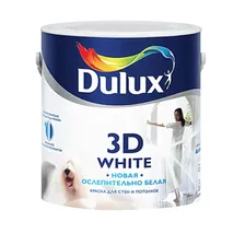 Краска для стен и потолков водно-дисперсионная Dulux 3D White матовая белая 2,5 л.