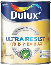 DULUX Ultra Resist Кухня и ванная база BW белая краска полуматовая (1л) / DULUX Ultra Resist Кухня и ванная краска base BW влагостойкая моющаяся полуматовая (1л)