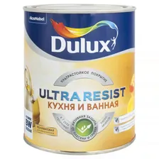 Краска для кухни и ванной латексная Dulux Ultra Resist полуматовая база BW 1 л.