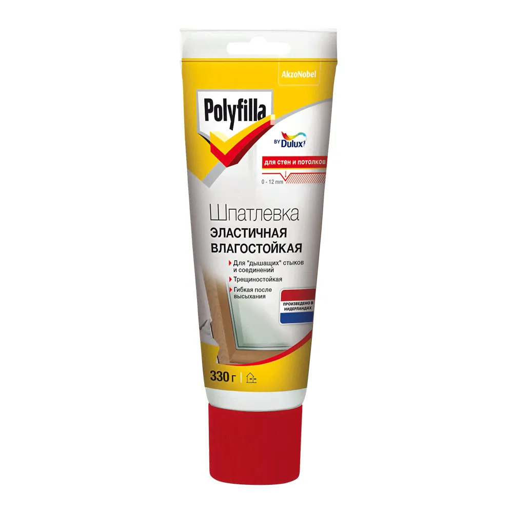 Шпатлевка Dulux Polyfilla эластичная влагостойкая для внутренних и наружных работ 330 г, Белый-0