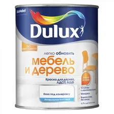Краска МЕБЕЛЬ И ДЕРЕВО Матовая акриловая Dulux Прозрачная BC 0.75л
