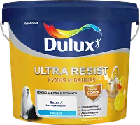 Dulux Ultra Resist / Дулюкс Ультра Резист Кухня и ванная ультрастойкая матовая краска белая для влажных помещений