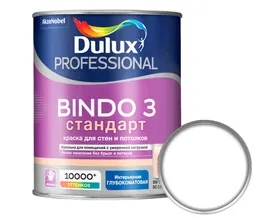 Краска интерьерная моющаяся, глубокоматовая, латексная Dulux BINDO 3 белая/база BW, 1 л