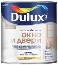 DULUX Окна и двери база BW белая краска полуматовая (0,75л)